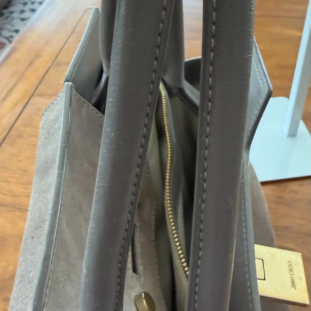 Authentic Jimmy Choo Taupe Suede Rebel Tote 👜 EUC - Picture 7 of 11